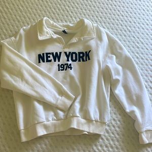 White and navy New York crewneck
